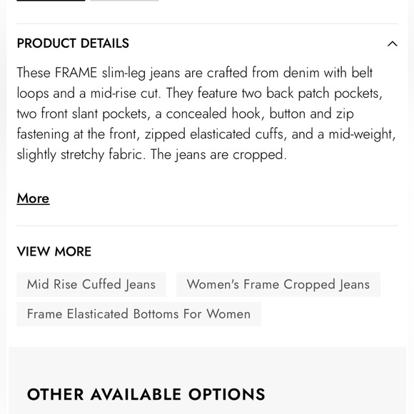 FRAME Cropped Mid-Rise Slim-Leg Jeans Size 27 Womens Designer Spring Summer - Picture 3 of 8